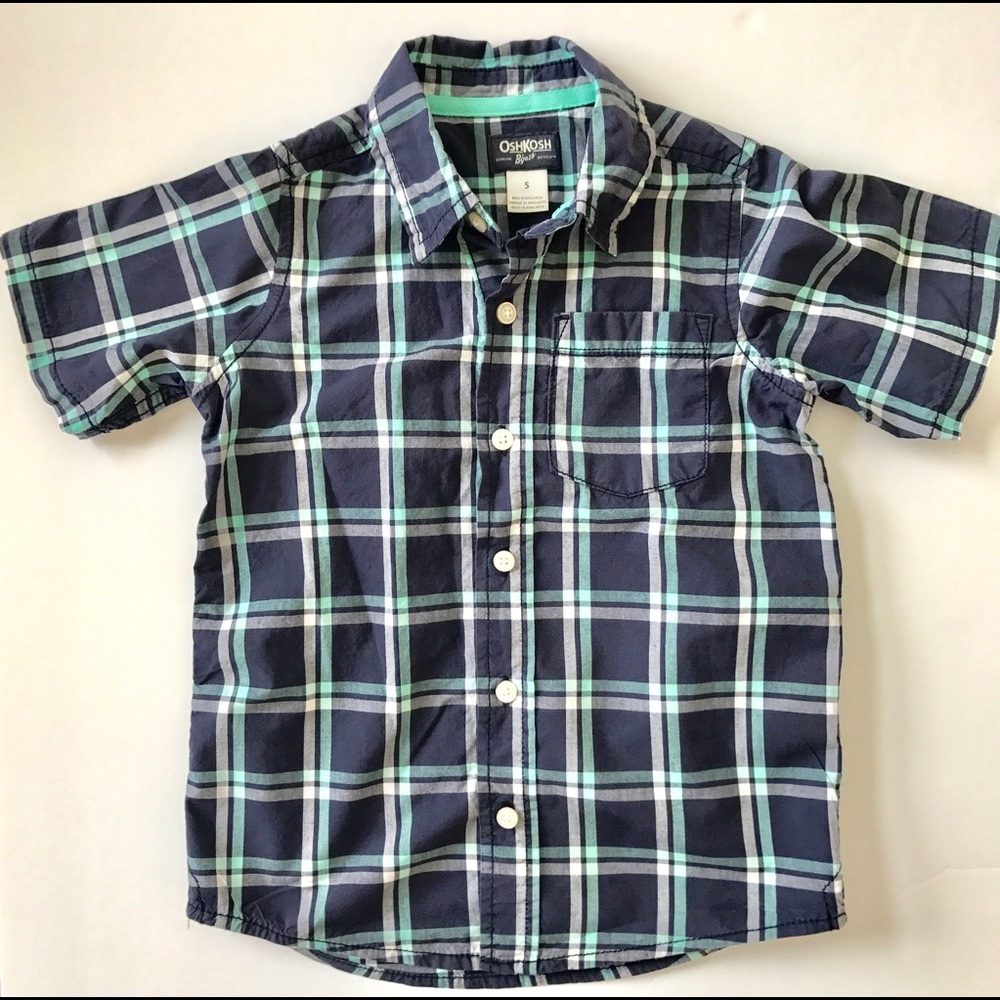 OshKosh B'gosh Plaid Short Sleeve Shirt (Boys 5)